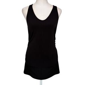 Viereck Los Angelos Black Tunic Tank Top Ruched Sides V-Neck Womens Size Small